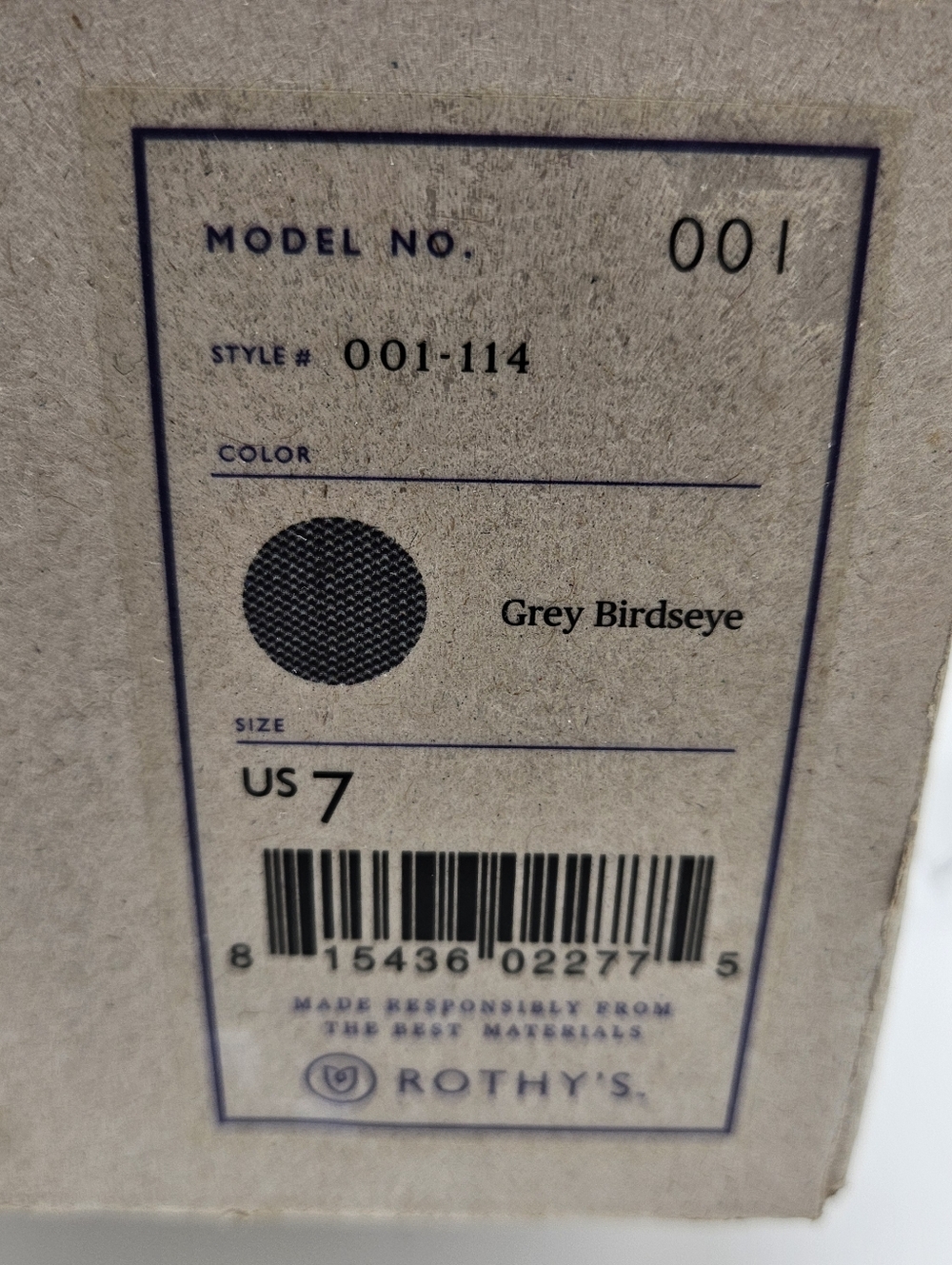 NIB Rothy's Flats In Grey Birdseye Size 7 - Picture 7 of 7